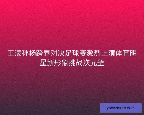王濛孙杨跨界对决足球赛激烈上演体育明星新形象挑战次元壁