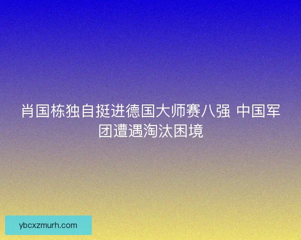 肖国栋独自挺进德国大师赛八强 中国军团遭遇淘汰困境